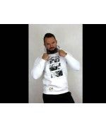 Hoodie White Retro - Hanorac cu gluga si imprimeu Poka Premium Equipment - 4